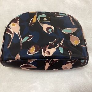 Kate Spade Floral Cosmetic Bag Black Pink Zip Top